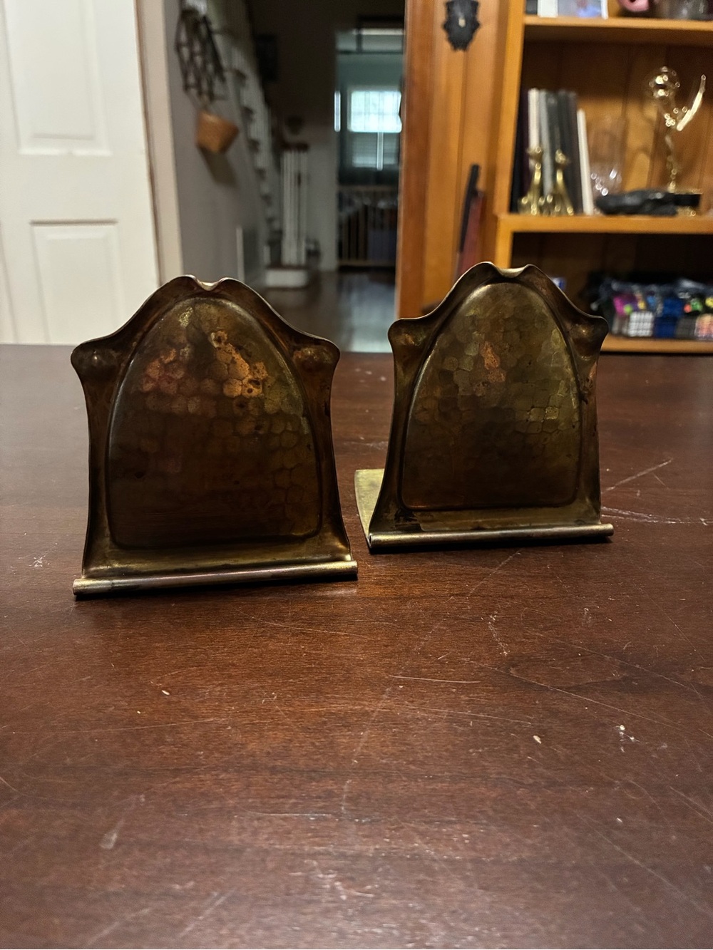 Roycroft hammered-copper Arts & Crafts bookends